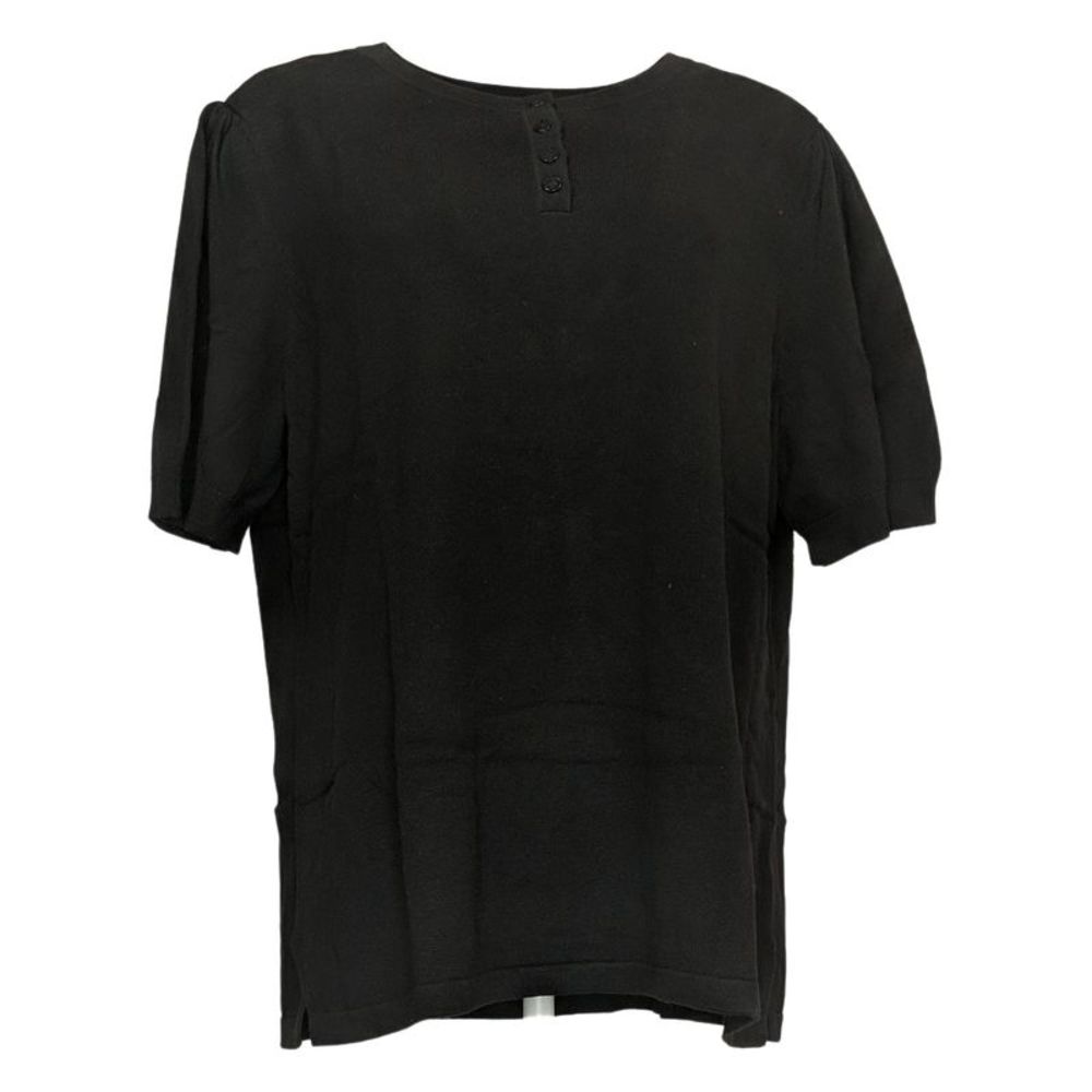 Isaac Mizrahi Live! Women's Sweater Sz XL Puff Sleeve Pullover Black A499584